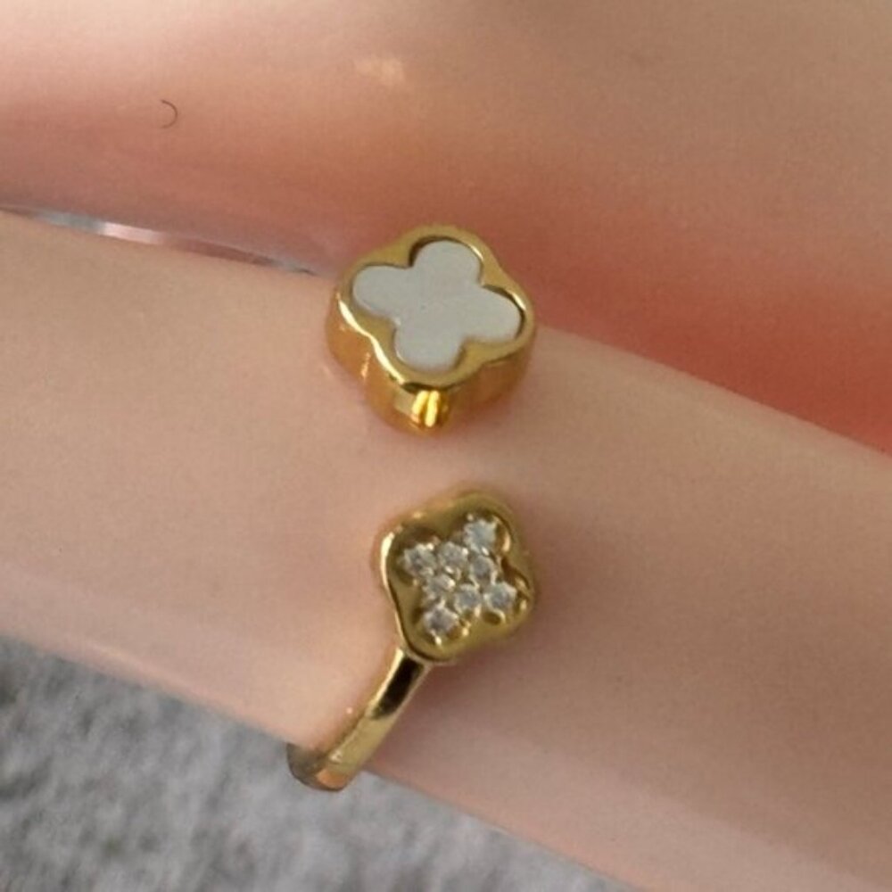 Rachel Zoe Sterling Silver 925 Gold Plated Double Clover Ring Sz. 6 - Picture 3 of 16